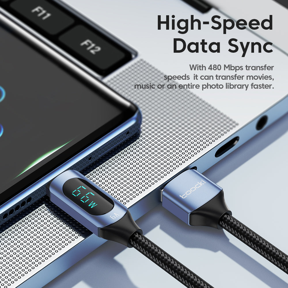 TOOCKI TQ-X03A2 1m 6A USB-C Data Cable, Digital Display Braided Charging Cable TOOCKI TQ-X03A2 1m 6A USB-C Data Cable, Digital Display Braided Charging Cable